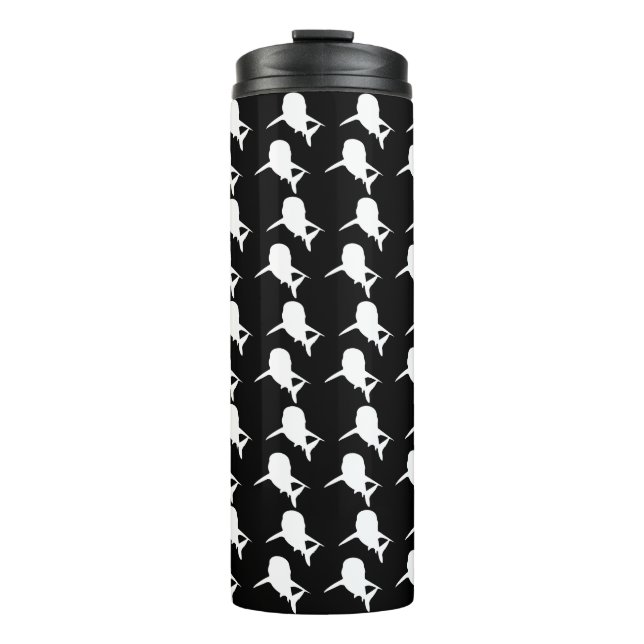 Schwarz-Weiß-Schattenhai-Walmuster Thermosbecher (Vorderseite)