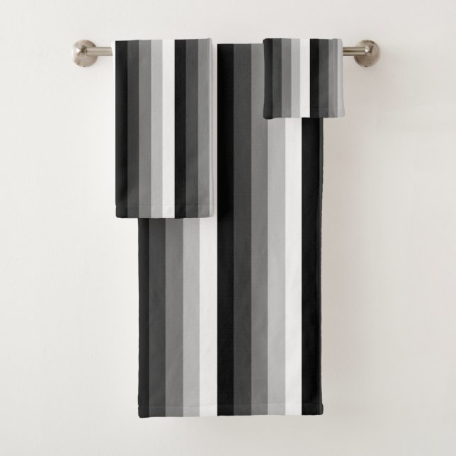 Schwarz-Weiß-Schattenstreifen Badhandtuch Set (Insitu)