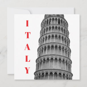 Schwarz Weiß Schiefer Turm von Pisa Italien Dankeskarte