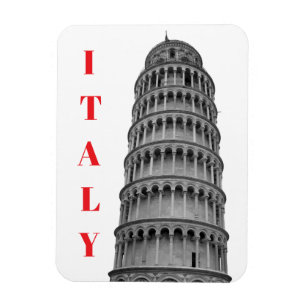 Schwarz Weiß Schiefer Turm von Pisa Italien Magnet