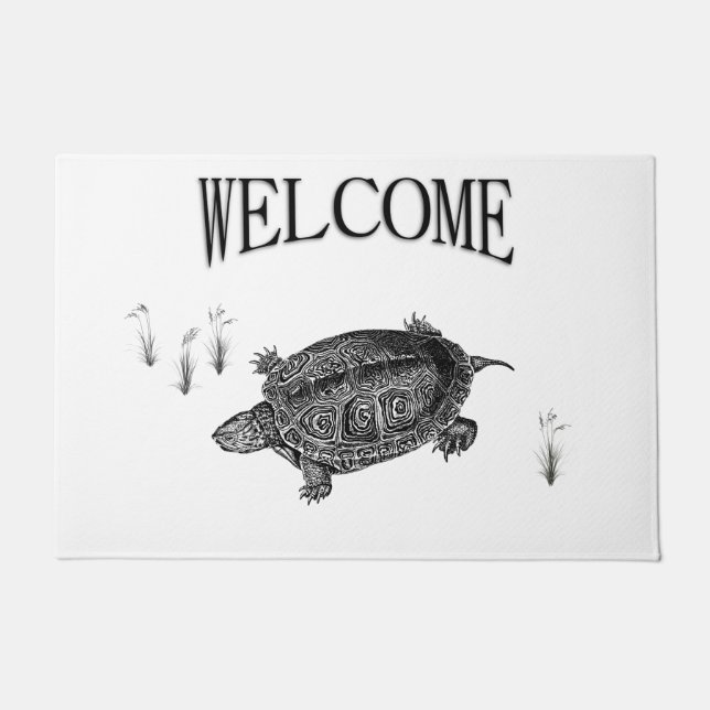 Schwarz-Weiß-Schildkröten - Willkommen Fußmatte (Vorderseite)