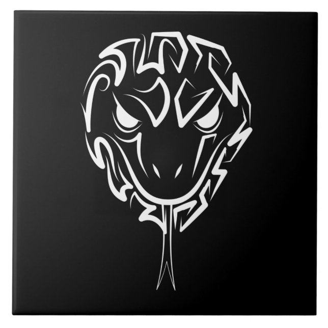 Schwarz-Weiß-Schlange Fliese (Vorderseite)