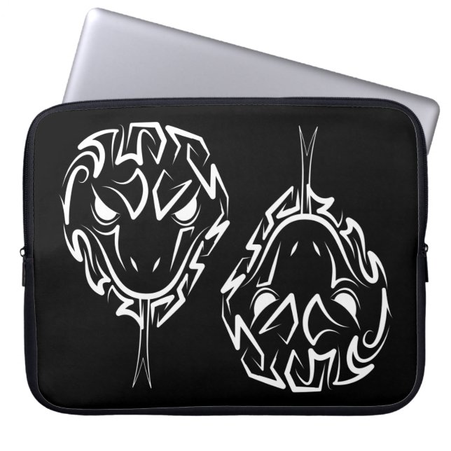 Schwarz-Weiß-Schlange Laptopschutzhülle (Vorderseite)