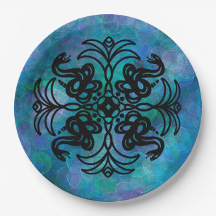 Schwarz-Weiß-Schlange Pappteller