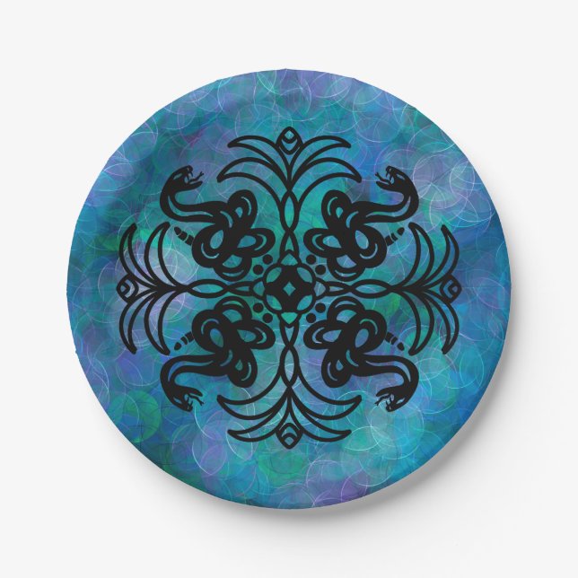 Schwarz-Weiß-Schlange Pappteller (Vorderseite)