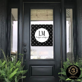 Schwarz-Weiß-Schleifen-Monogramm Fensteraufkleber
