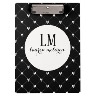 Schwarz-Weiß-Schleifen-Monogramm Klemmbrett