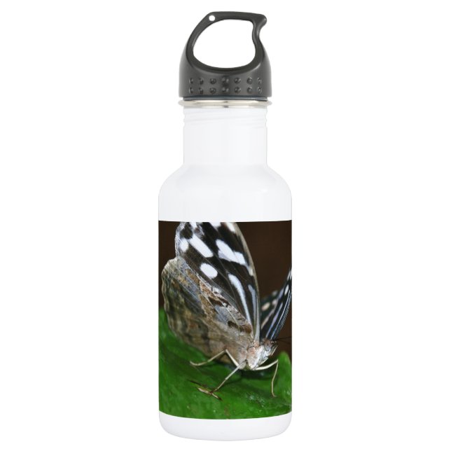 Schwarz-Weiß-Schmetterling Edelstahlflasche (Vorderseite)