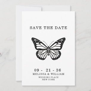 Schwarz-Weiß-Schmetterling Hochzeit Save The Date