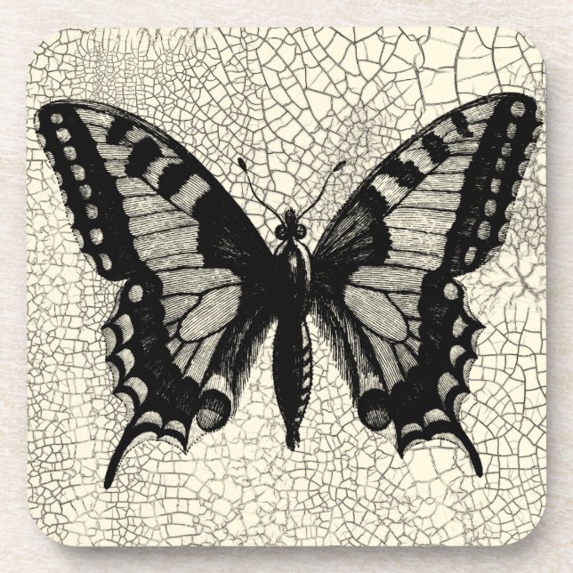 Schwarz-Weiß-Schmetterling im Hintergrund Getränkeuntersetzer (Vorderseite)