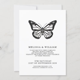 Schwarz-Weiß-Schmetterling Moderne Hochzeit Einladung