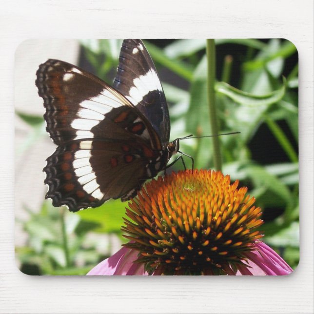 Schwarz-Weiß-Schmetterling Mousepad (Vorne)