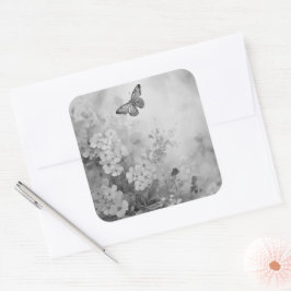 Schwarz-Weiß-Schmetterling Quadratischer Aufkleber