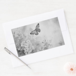 Schwarz-Weiß-Schmetterling Rechteckiger Aufkleber