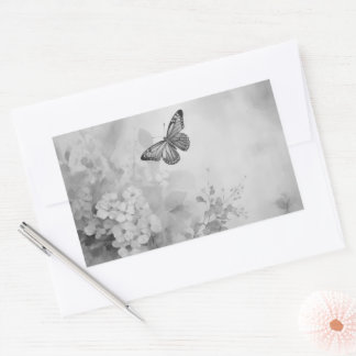 Schwarz-Weiß-Schmetterling Rechteckiger Aufkleber