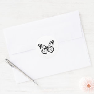 Schwarz-Weiß-Schmetterling Runder Aufkleber