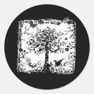 Schwarz-Weiß-Schmetterling-Silhouette Runder Aufkleber