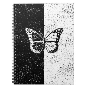 Schwarz-Weiß-Schmetterling-Stars-Muster Girl Notizblock