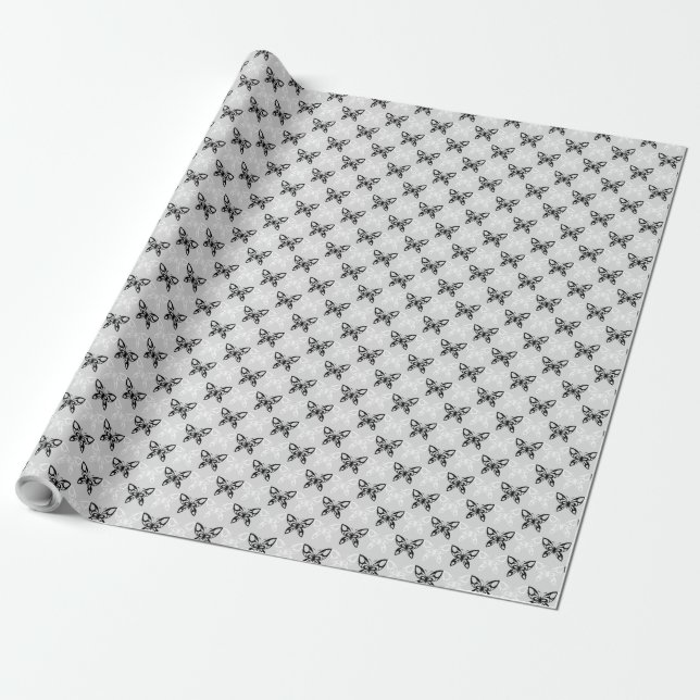 Schwarz-Weiß-Schmetterlinge Geschenkpapier (Ungerollt)