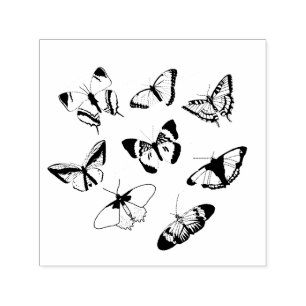 Schwarz-Weiß-Schmetterlinge-Hochzeit Permastempel