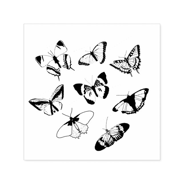 Schwarz-Weiß-Schmetterlinge-Hochzeit Permastempel (Design)
