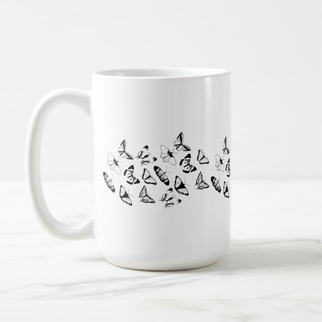 Schwarz-Weiß-Schmetterlinge Kaffeetasse (Links)