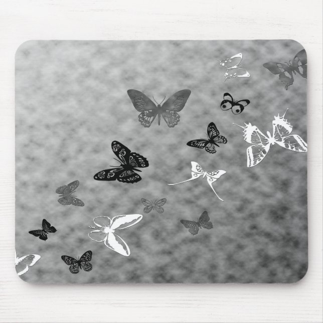 Schwarz-Weiß-Schmetterlinge Mousepad (Vorne)