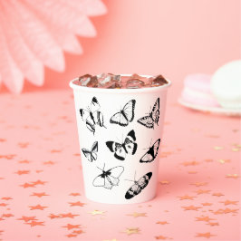 Schwarz-Weiß-Schmetterlinge Pappbecher