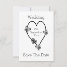 Schwarz-Weiß-Schmetterlinge Save the Date