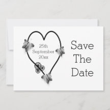 Schwarz-Weiß-Schmetterlinge Save the Date