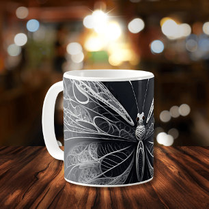 Schwarz-Weiß-Schmetterlingsdesign Keramikbecher Kaffeetasse