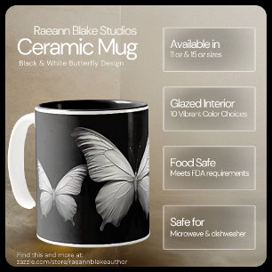 Schwarz-Weiß-Schmetterlingsdesign-Tasse Zweifarbige Tasse