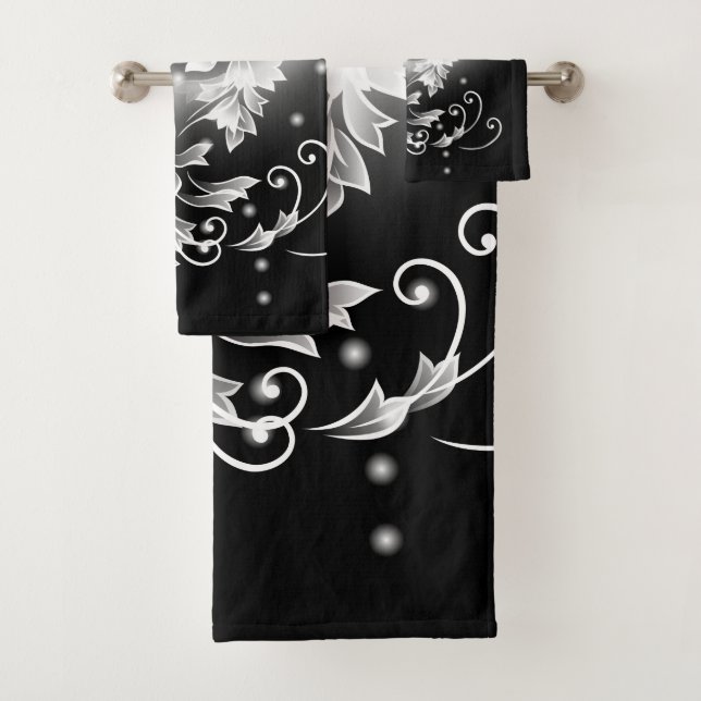 Schwarz-Weiß-Schmetterlingsfantasie Badhandtuch Set (Insitu)
