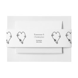 Schwarz-Weiß-Schmetterlingsherz-Design-Hochzeit Einladungsbanderole