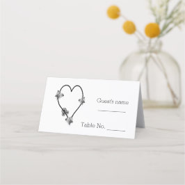 Schwarz-Weiß-Schmetterlingsherz-Design-Hochzeit Platzkarte