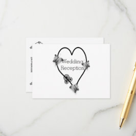 Schwarz-Weiß-Schmetterlingsherz-Hochzeitsempfang Begleitkarte