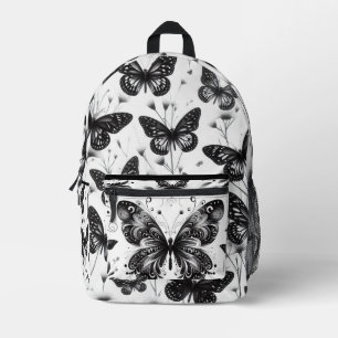 Schwarz-Weiß-Schmetterlingsrucksack Bedruckter Rucksack
