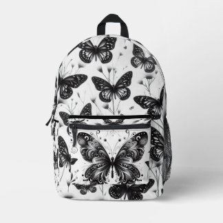 Schwarz-Weiß-Schmetterlingsrucksack Bedruckter Rucksack