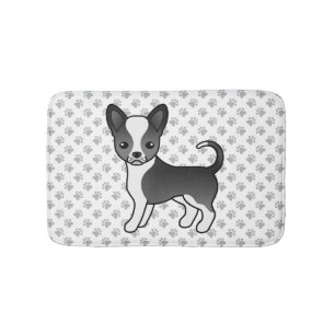 Schwarz-Weiß-Schnauze-Coat Chihuahua Hunde und Paw Badematte