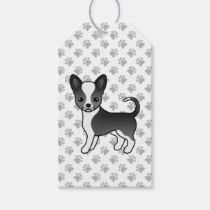 Schwarz-Weiß-Schnauze-Coat Chihuahua Hunde und Paw Geschenkanhänger