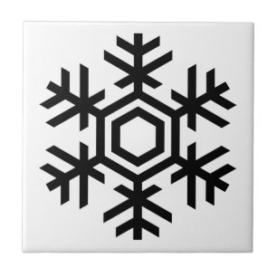 Schwarz-Weiß-Schneeflocke Fliese