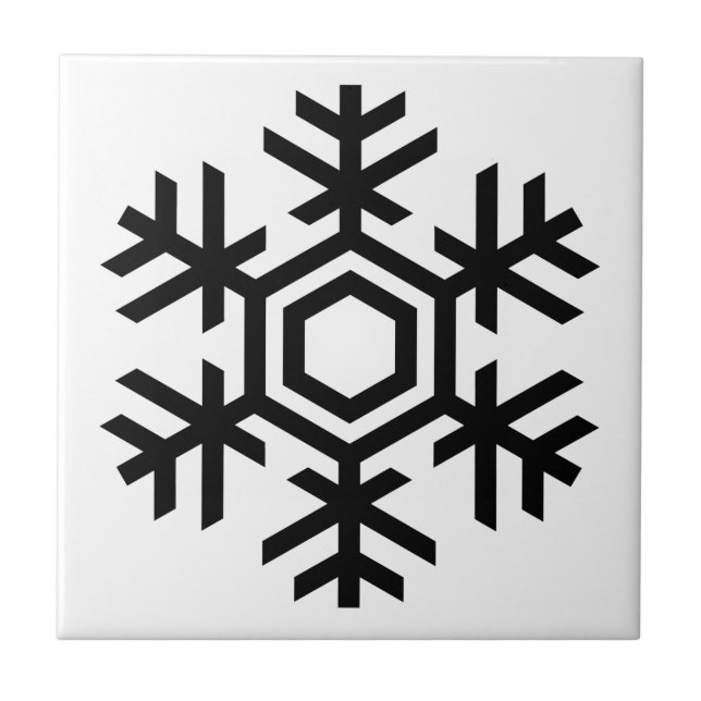 Schwarz-Weiß-Schneeflocke Fliese (Vorderseite)