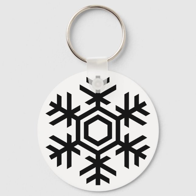 Schwarz-Weiß-Schneeflocke Schlüsselanhänger (Vorderseite)