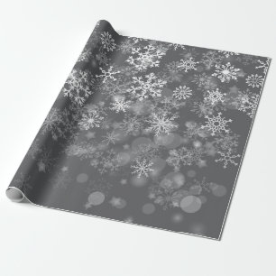 Schwarz Weiß Schneeflocke Weihnachten Winter Geschenkpapier