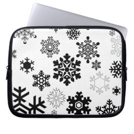 Schwarz-Weiß-Schneeflocken Laptopschutzhülle