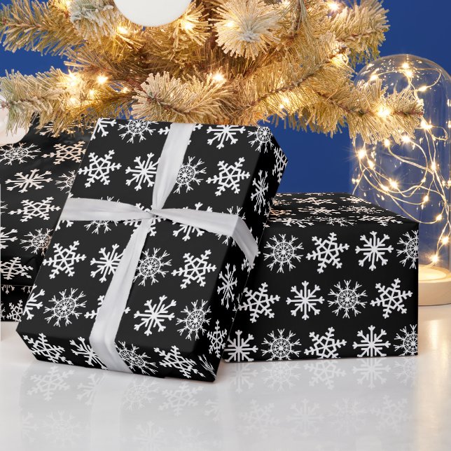 Schwarz-Weiß-Schneeflocken Muster Weihnachten Geschenkpapier (Feiertage)
