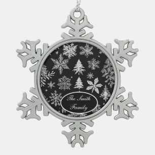 Schwarz-Weiß-Schneeflocken *Persönlich gestalten* Schneeflocken Zinn-Ornament