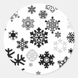 Schwarz-Weiß-Schneeflocken Runder Aufkleber