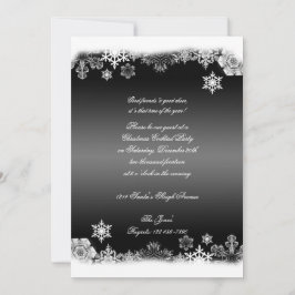 Schwarz-Weiß-Schneeflocken Weihnachtsfest Party Einladung