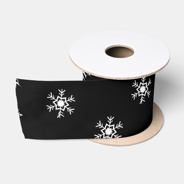 Schwarz-Weiß-Schneeflocken Weihnachtsgeschenk Satinband (Spule)